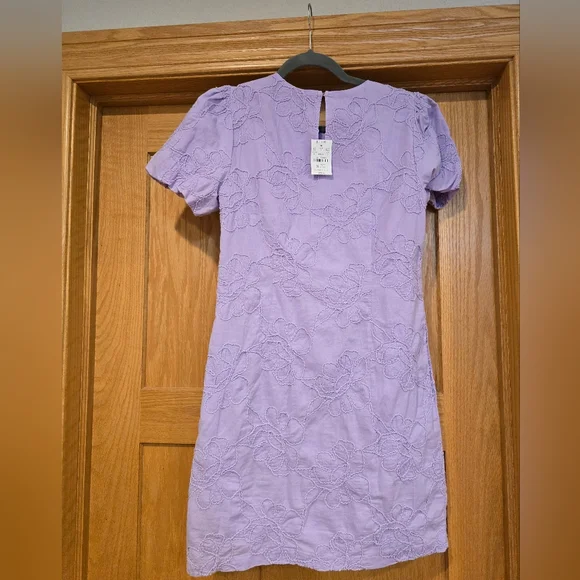 J.Crew Eyelet puff-sleeve mini dress :$128 Vintage Lilac size 4 - Picture 7 of 13